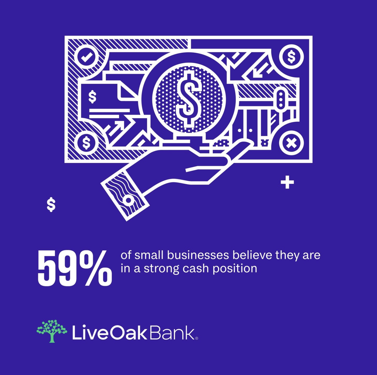 A financial insight from Live Oak Bank reveals that 59% of small businesses believe they are in a strong cash position. Explore how smart financial planning and banking solutions can help businesses build financial resilience.